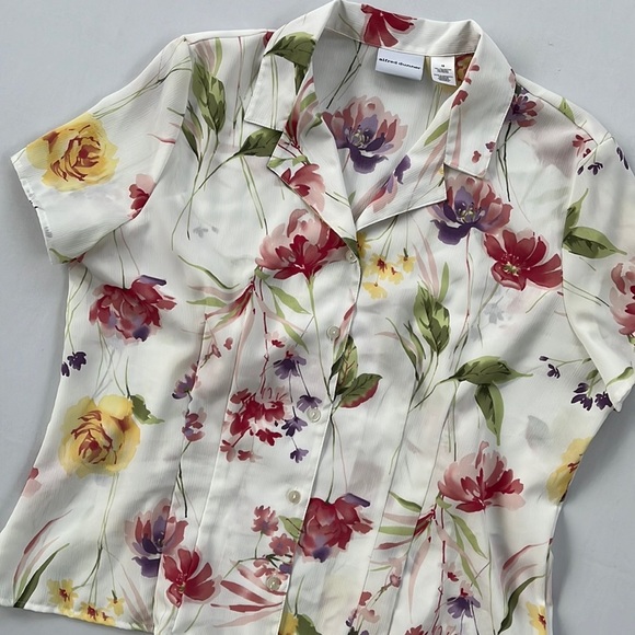 vintage ALFRED DUNNER gauzy floral cottagecore button-up blouse - Picture 2 of 6